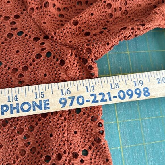Susan Graver Button Front Rust Lace Sweater Long Sleeves sz XXS Cardigan - Picture 5 of 6